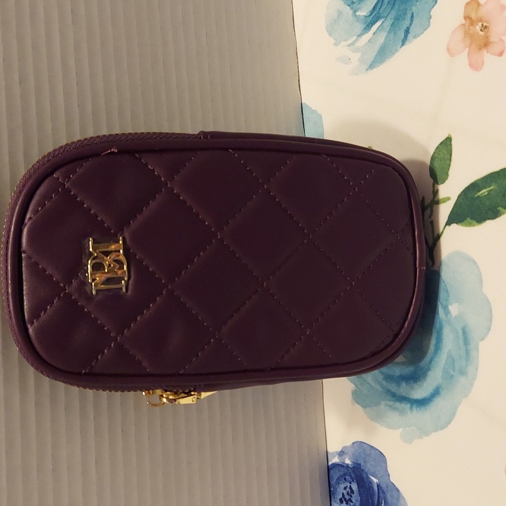 Badgley Mischka Diamond Quilted Oval Crossbody Phone Case plum